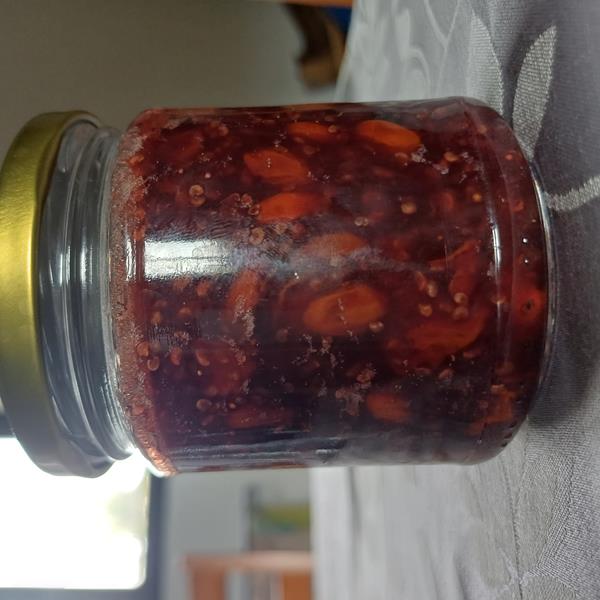 Compota de bagas goji, frutos vermelhos e mirtilos